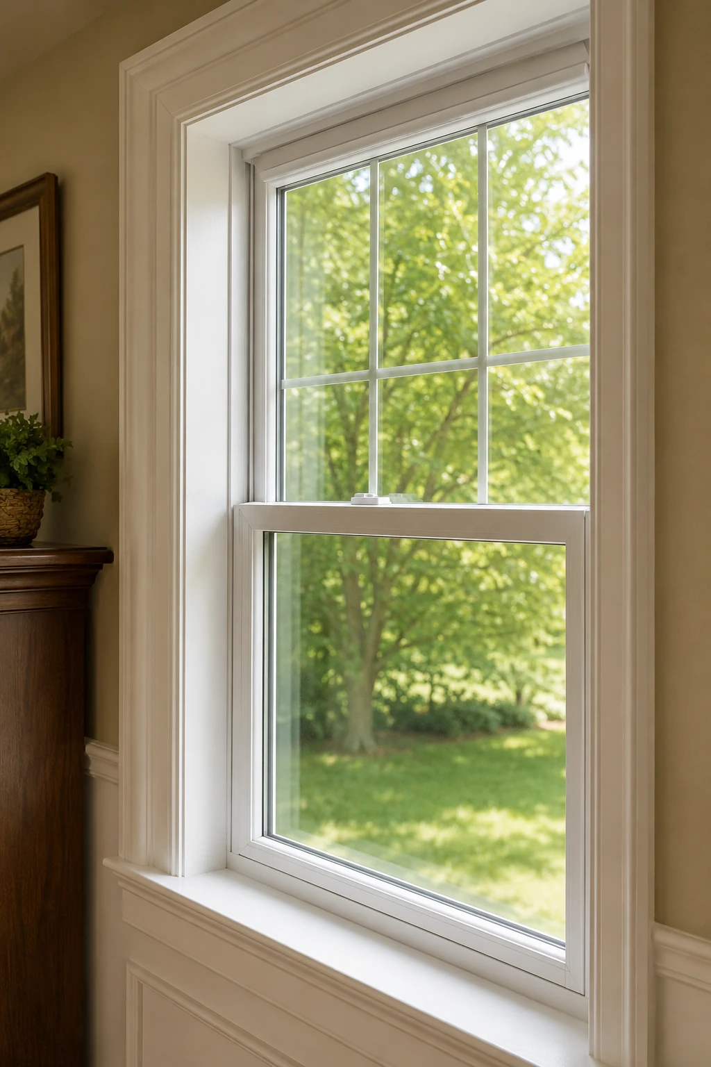 Professionally replaced insulated glass in a residential vinyl window